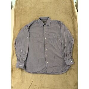 Gitman Bros Master Shirt Makers Men XL Striped Blue Brown Button UP L/S EUC